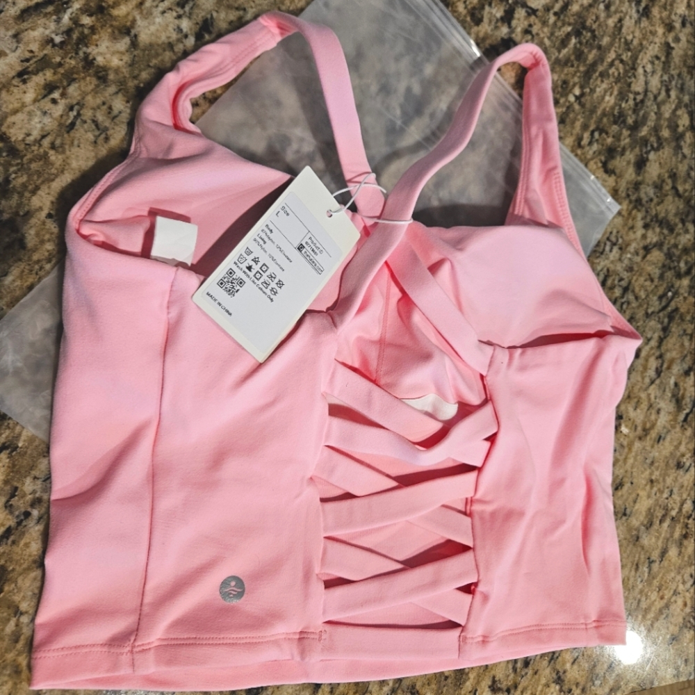 Halara Pink Strappy Athletic Tank Top